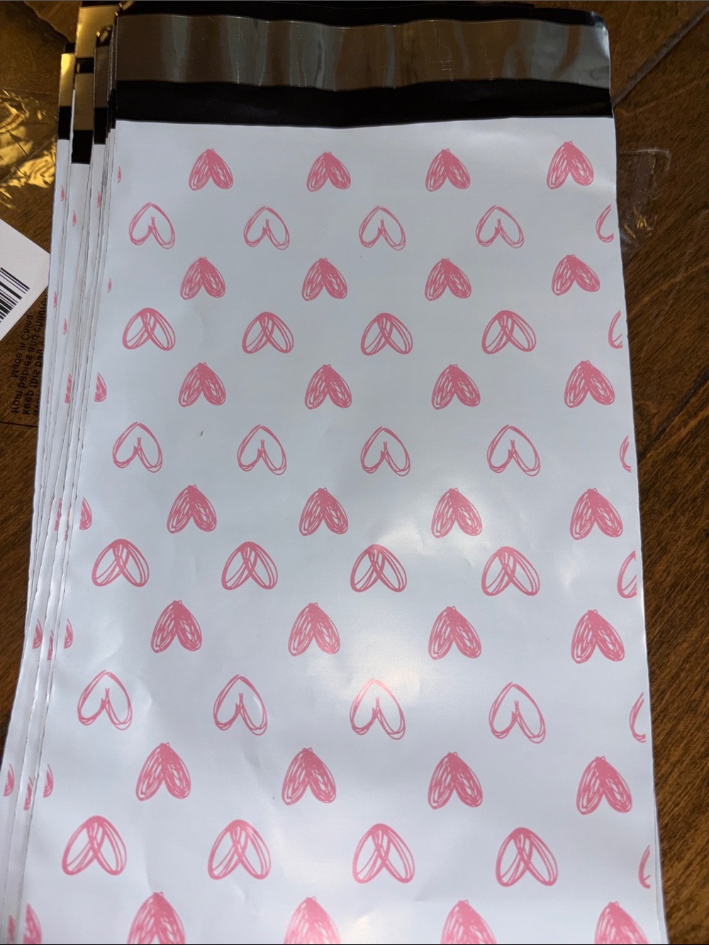15 Pink Heart 6x9 polymailers Bags - White & Pink